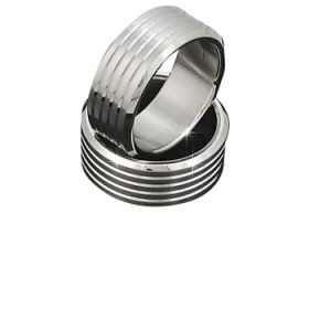 Men's 316L Stainless Steel 5 Textured Lines 8 mm Band Ring