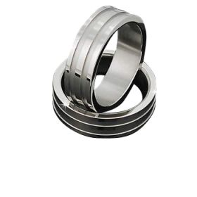 Men's 316L Stainless Steel 3 Textured Lines 7 mm Band Ring