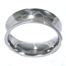 Men's 316L Stainless Steel Tribal Engraved 9 mm Convex Band Ring