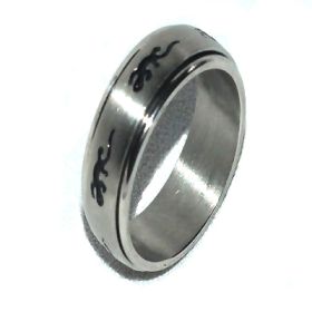 316L Stainless Steel 8mm Spinner Ring with Gecko