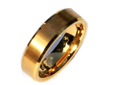 Tungsten Carbide 6 mm 24K Gold Plated Matte Band Ring