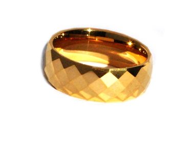 Tungsten Carbide 8 mm 24K Gold Plated Multi-faceted Band Ring