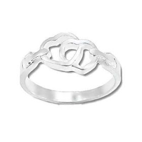 Sterling Silver Linked Double Heart Ring