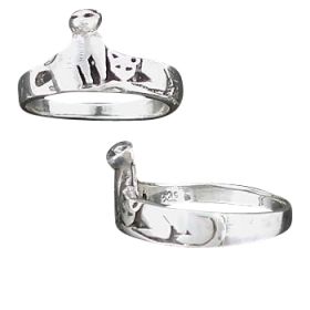 Sterling Silver Cat Double Ring