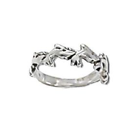 Sterling Silver Dolphin Row Ring
