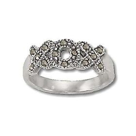Sterling Silver 14 Genuine Marcasite Kiss-Hug Ring