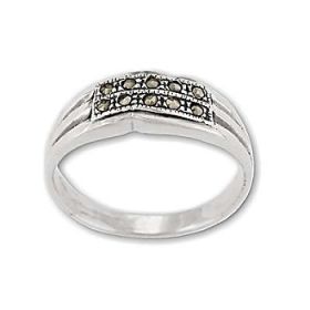 Sterling Silver 10 Marcasite Genuine Stone Band Ring