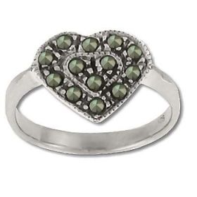 Sterling Silver Genuine Marcasite Heart Ring