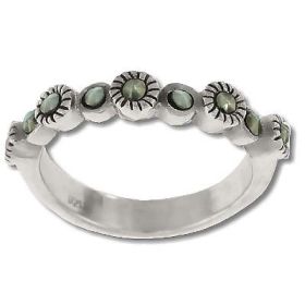 Sterling Silver Genuine Nine Marcasite Stone Ring