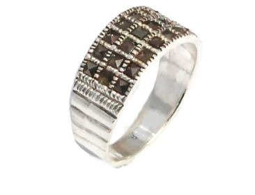 Sterling Silver Genuine 21 Marcasite Stone Band Ring