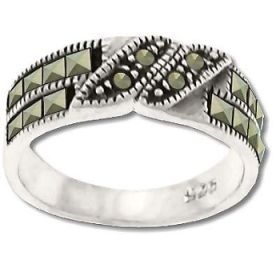 Sterling Silver Genuine 18 Marcasite Bars and Slashes Ring