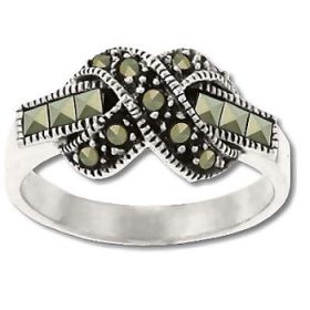 Sterling Silver Genuine 14 Marcasite Thru Infinity Ring