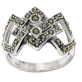 Sterling Silver 35 Genuine Marcasite Intertwined Ring