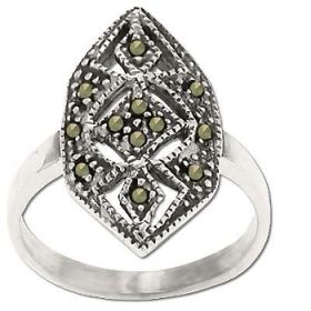 Sterling Silver Genuine Marcasite Geometric Design Ring