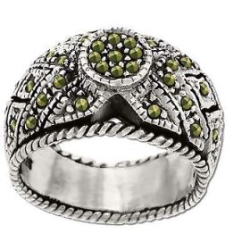 Sterling Silver Genuine 35 Marcasite Woven Band Ring