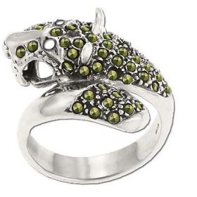 Sterling Silver Genuine 47 Marcasite Jaguar Wrap Ring