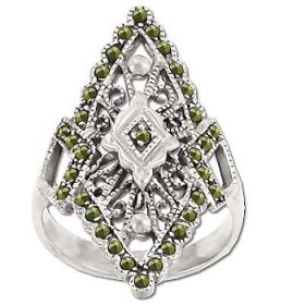 Sterling Silver Genuine 33 Marcasite Openwork Ring