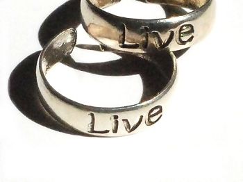 New Sterling Silver toe rings engraved with the word LIVE