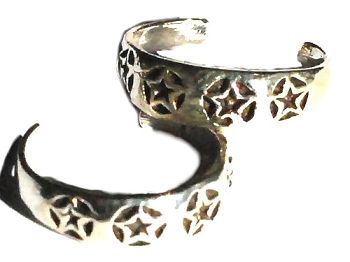 New Sterling Silver toe rings with engraved Stars