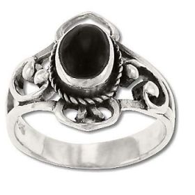 Sterling Silver Scrollwork Filigree Stone Ring