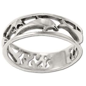 Sterling Silver Cutout Sea Life Scene Band Ring