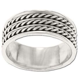 Sterling Silver Stacked Rope Band Ring