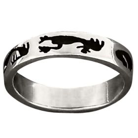 Sterling Silver Tribal Symbol 4mm Band Ring.