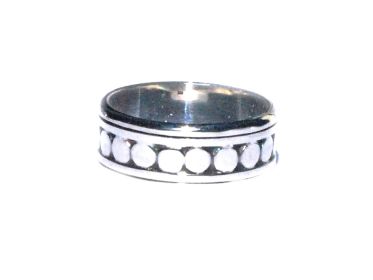 Sterling Silver Bali Circle Beaded Row Spinner