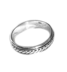 Sterling Silver Balinese Slanted Dash Band Spinner Ring
