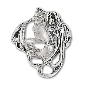 Sterling Silver Art Deco Flower Goddess Ring