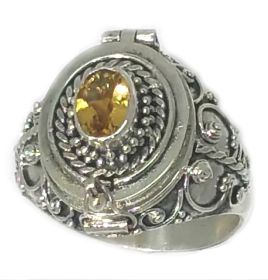 925 Sterling Silver Poison Ring with Oval shape Citrine Gemstone