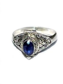 925 Sterling Silver Poison Ring with faceted Blue Sapphire Gemstone