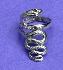 Sterling Silver Wide Detailed Snake Ring