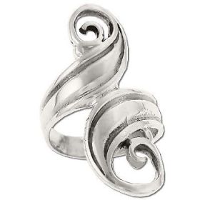 Sterling Silver Large Curly Double Wave Ring