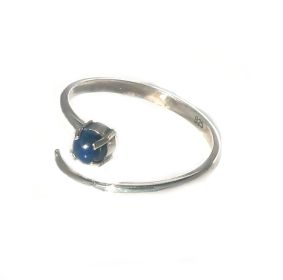 925 Sterling Silver spiral Ring with round Blue Lapis