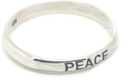 New Sterling Silver Band 3 mm Ring with the Word PEACE etched in.