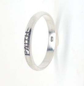New Sterling Silver Band 3 mm Ring with the Word FAITH etched in.