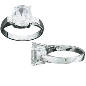 Sterling Silver Oval CZ Cubic Zirconia 4-Prong Solitaire Ring