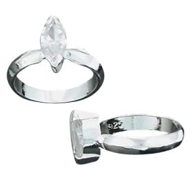Sterling Silver Marquise-Cut CZ Cubic Zirconia Solitaire Ring