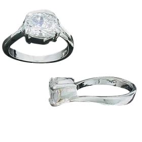 Sterling Silver Oval CZ Cubic Zirconia Ring With Curvilinear Side
