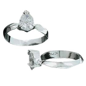 Sterling Silver Pear-Shaped CZ Cubic Zirconia Solitaire Ring