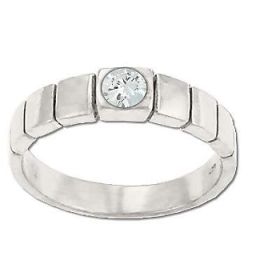 Sterling Silver Center CZ Cubic Zirconia Segmented Ring