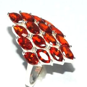 Sterling Silver Large Assorted Color 16 Cubic Zirconia Marquis Ring