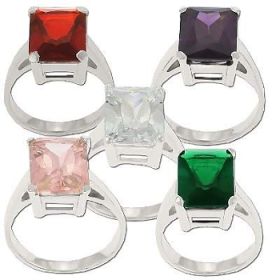 Sterling Silver Large Baguette Cut CZ Cubic Zirconia Ring