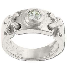 Sterling Silver X box CZ Cubic Zirconia Band Ring