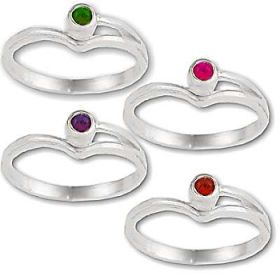 Sterling Silver Colored CZ Cubic Zirconia Split V Curve Ring