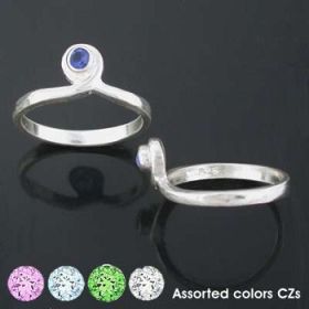 Sterling Silver Colored CZ Cubic Zirconia Swirl Ring