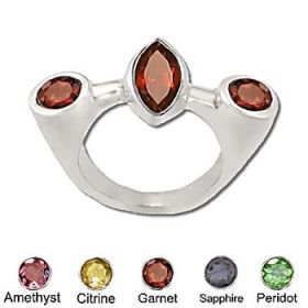 Sterling Silver Hand-Made Modern Facet Semi-Precious Ring