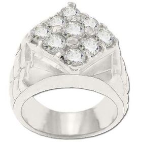 Sterling Silver Men's Style 9 CZ Cubic Zirconia Ring