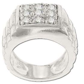 Sterling Silver Men's Style 9 CZ Cubic Zirconia Pinky Ring